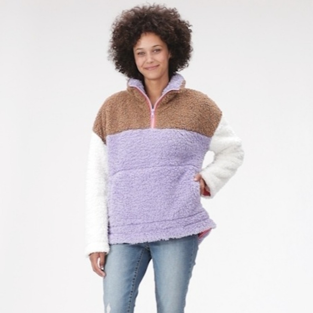 Gap Colorblock Sherpa Teddy 1/4 Zip Pullover Henley Sweater